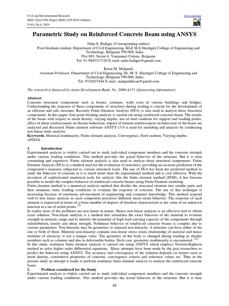 Parametric Study On Reinforced Concrete Beam Using ANSYS | PDF | Finite ...