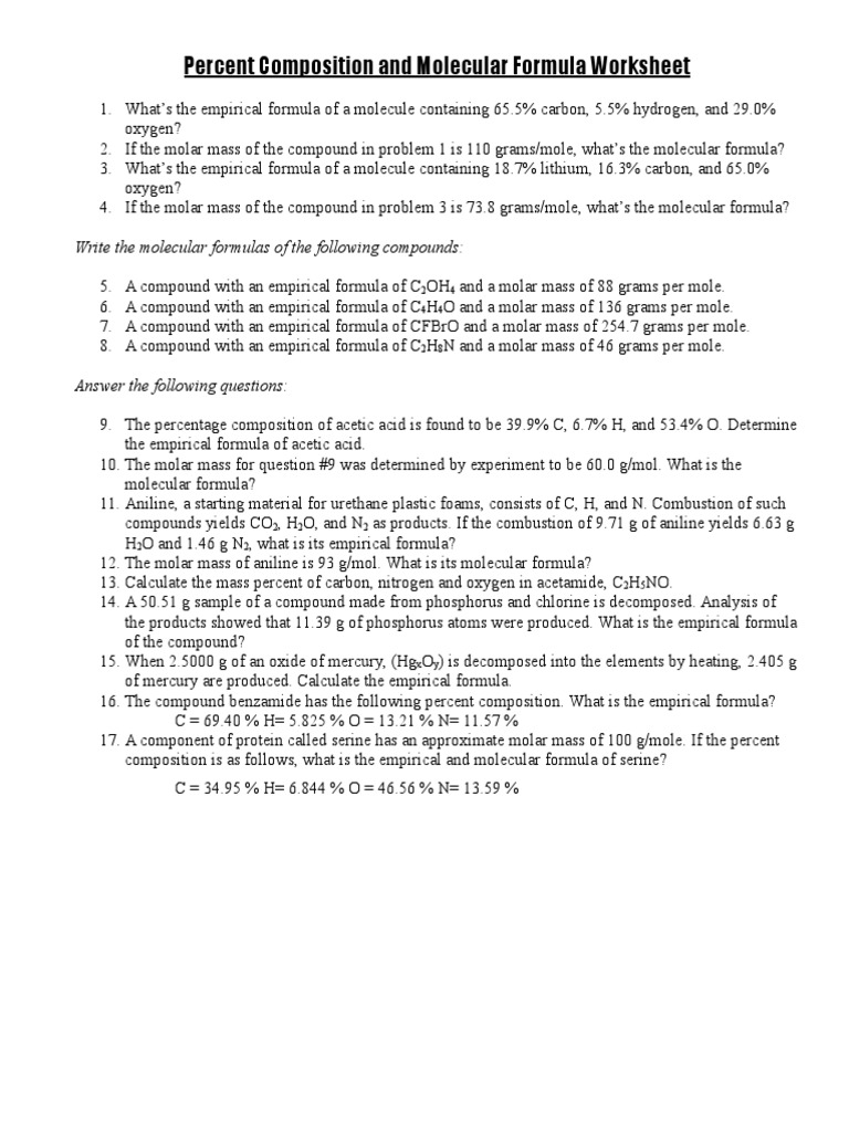 worksheet Mass Mass Problems Worksheet all grade worksheets mass problems worksheet the percent composition tecnologialinstante
