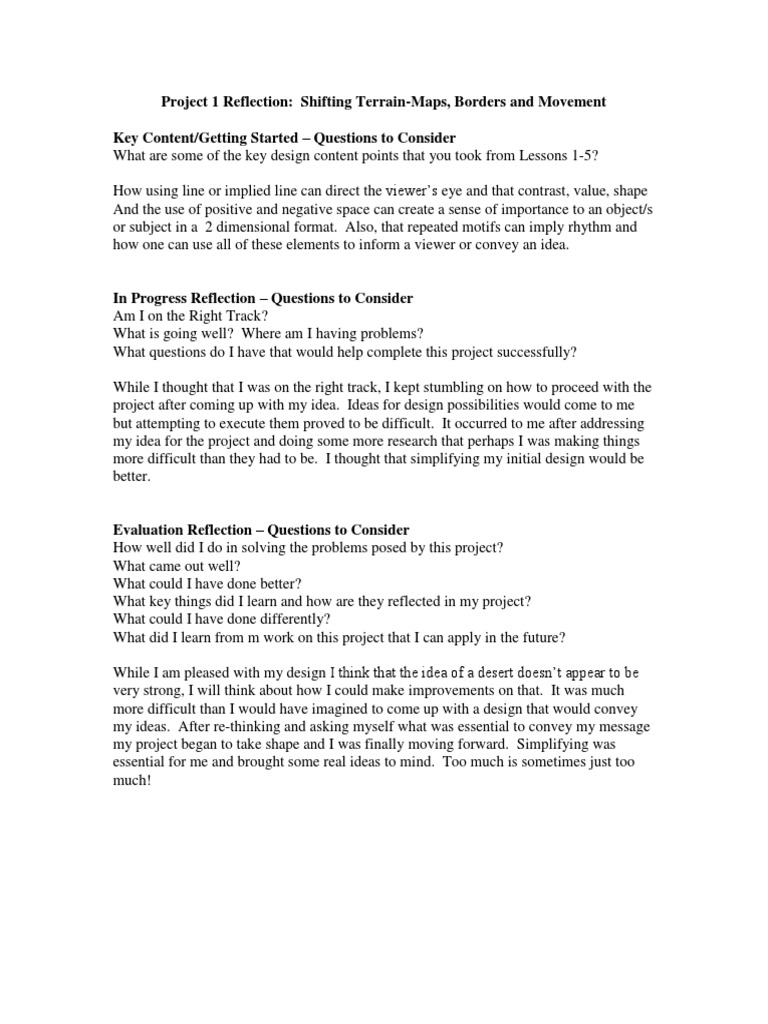 Project 1 Reflection: Design Insights | PDF