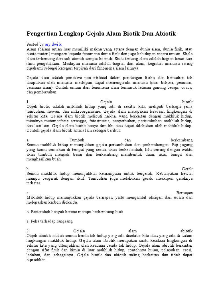 Pengertian Lengkap Gejala Alam Biotik Dan Abiotik