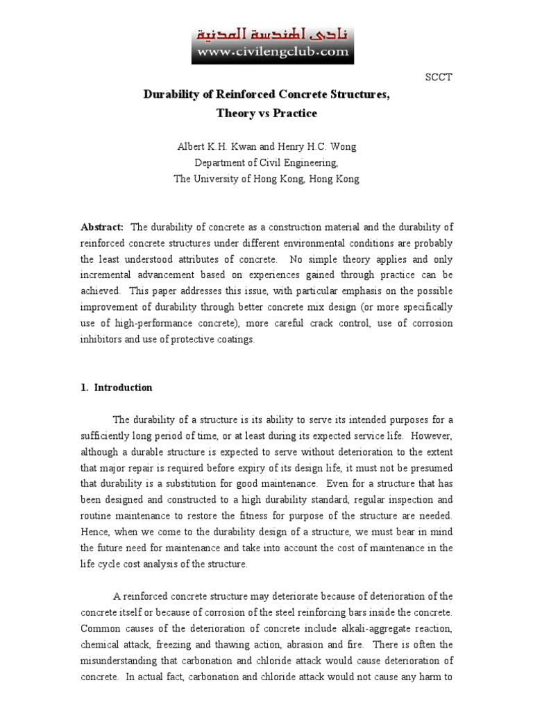 Durability of Reinforced Concrete | PDF | Rust | Corrosion