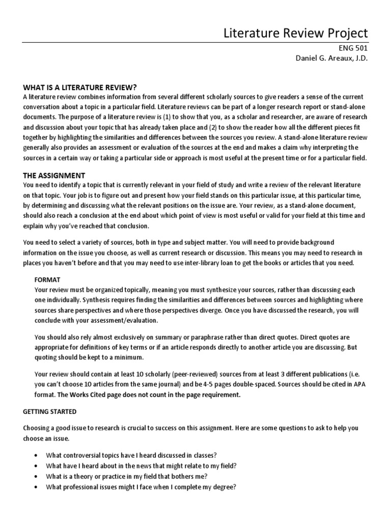 Literature review rubric pdf picture