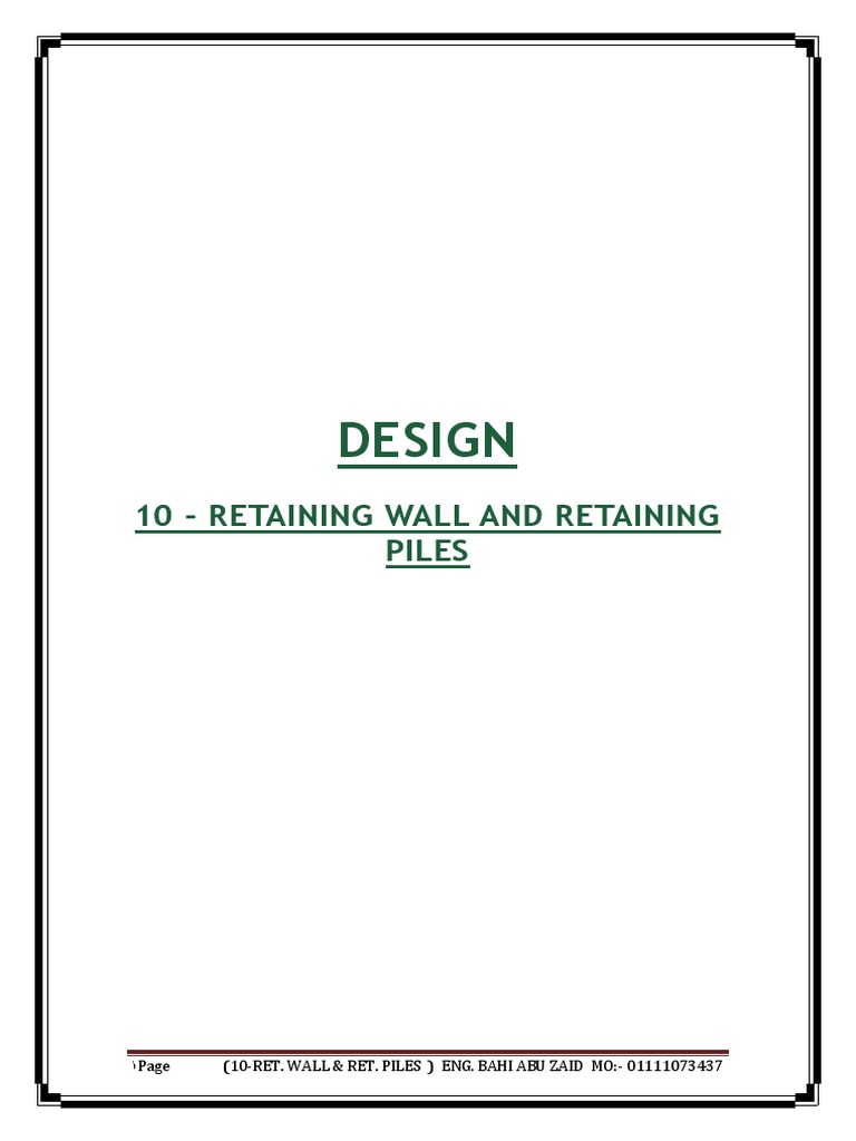 Retaining Wall and Pile Design Guide | PDF | Technology & Engineering