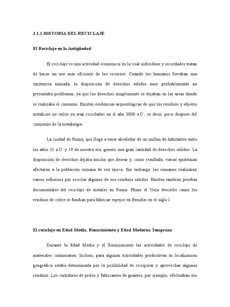 Historia del Reciclaje a Través del Tiempo | PDF | Reciclaje | Residuos