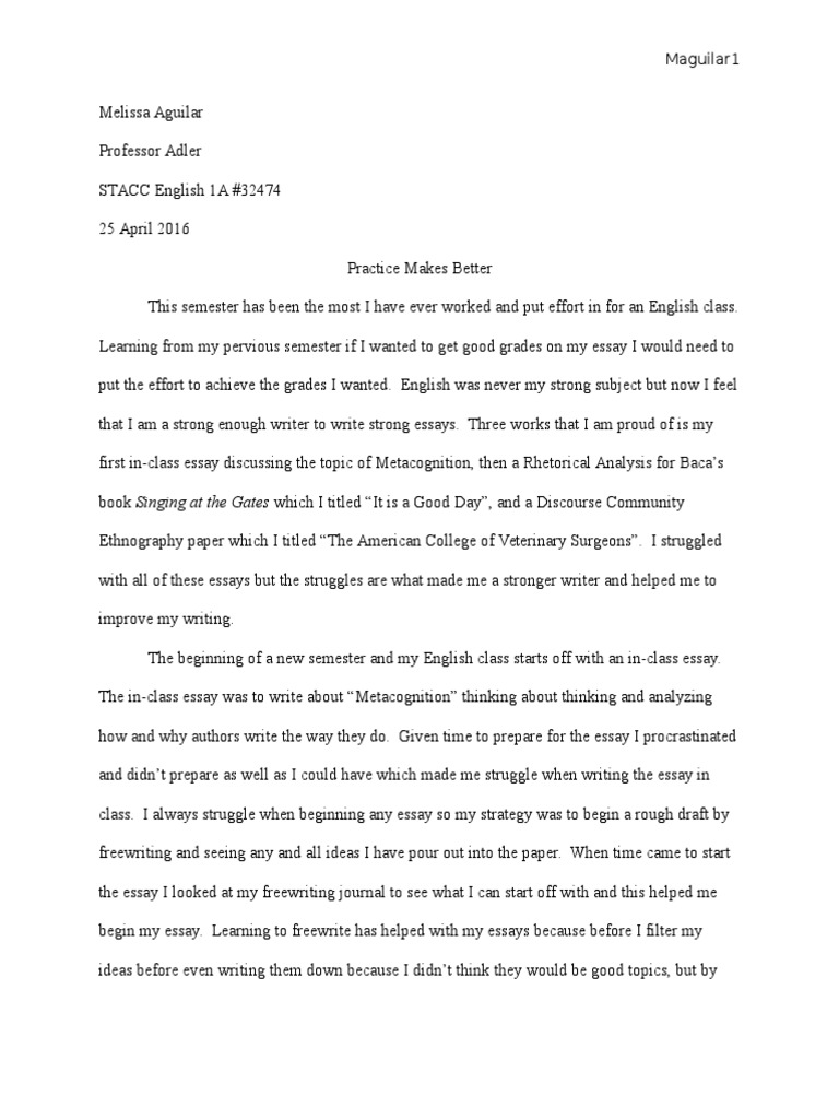 English 8a Reflection Essay  PDF  Veterinary Physician  Essays