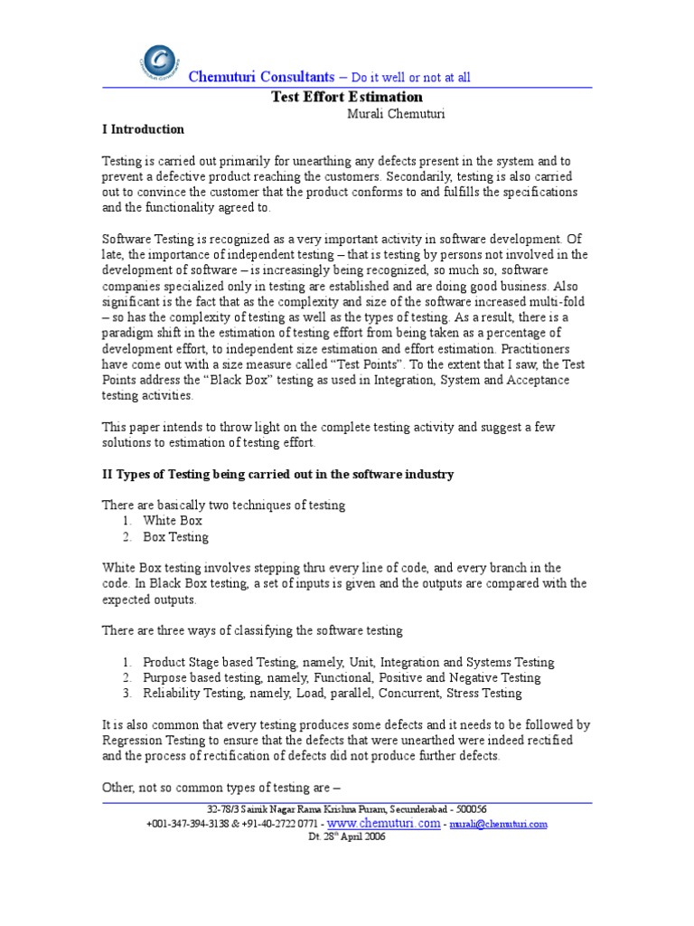 How To Calculate Test Effort Estimation