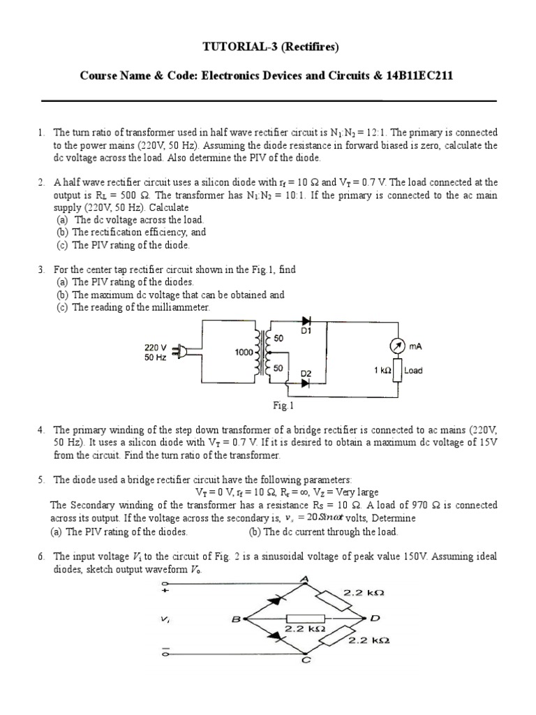 Rectifier Circuit Calculations Tutorial | PDF