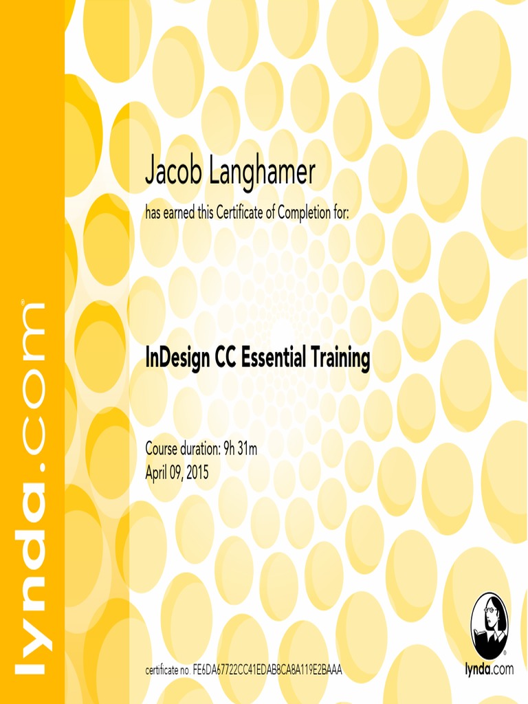 Indesignccessentialtraining Certificateofcompletion | PDF | Computers ...