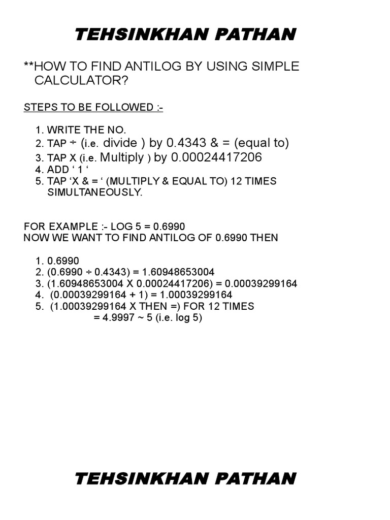 How To Find Antilog by Using Simple Calculator  PDF  Logarithm