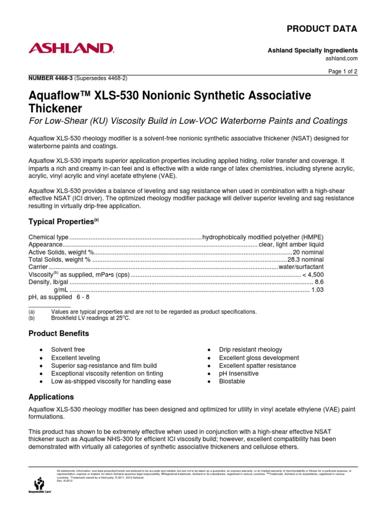 Aquaflow XLS530 PDF Rheology Paint