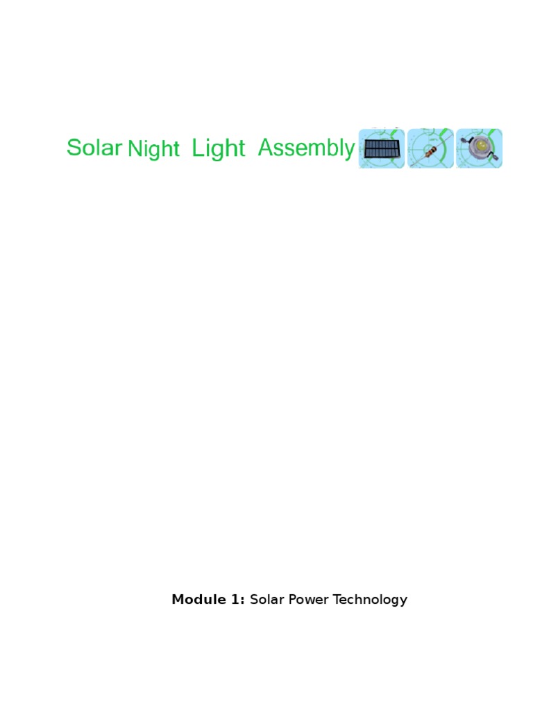 Solar Night Light Assembly PDF Solar Power Photovoltaic System