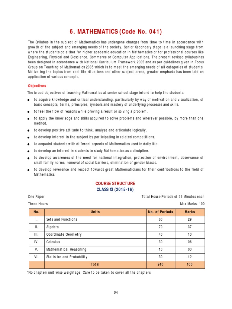 Senior Secondary Mathematics Syllabus | PDF | Matrix (Mathematics ...