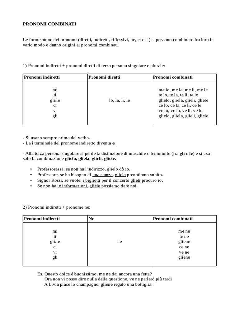 Pronomi Combinati | PDF