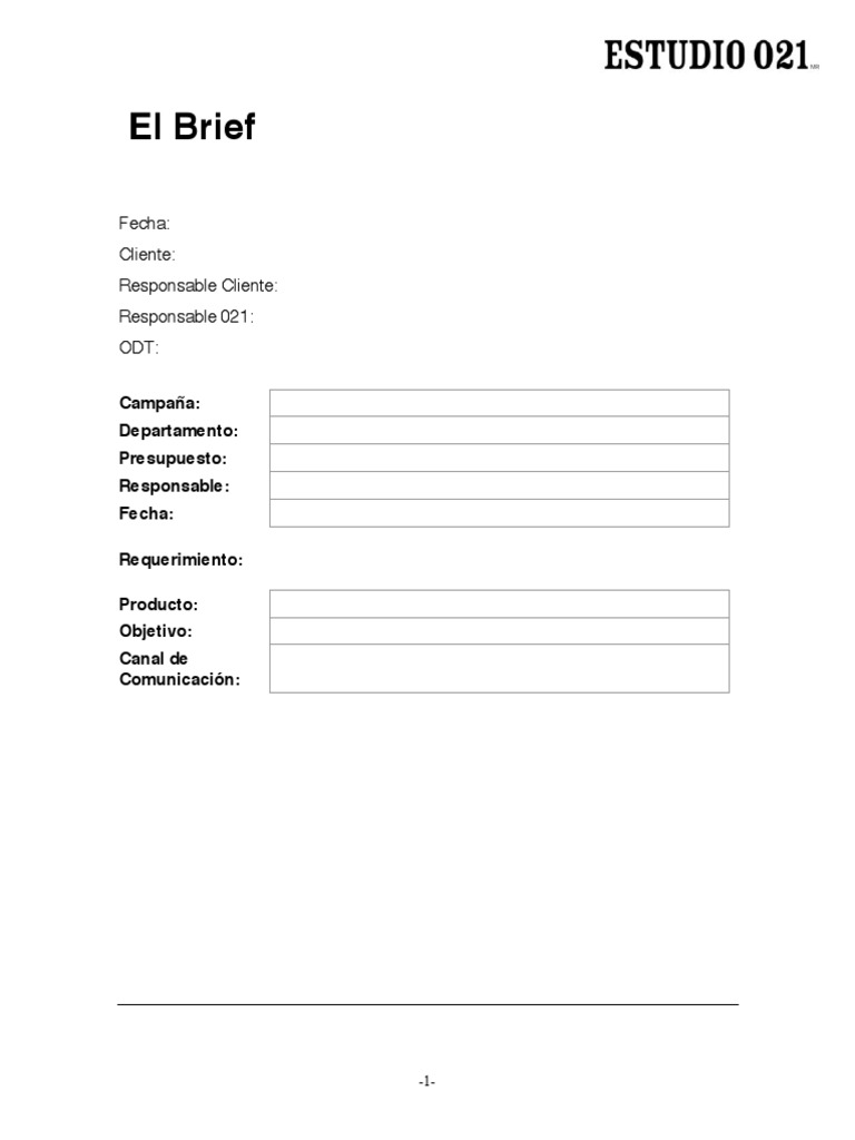 Brief Formato 021 PDF | PDF | Marketing | Economias
