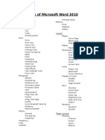 Parts of Microsoft Word 2010
