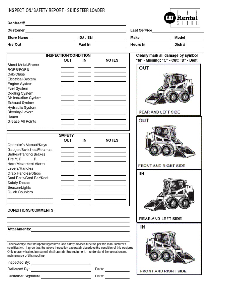 Inspection/Safety Report - Skidsteer Loader | PDF