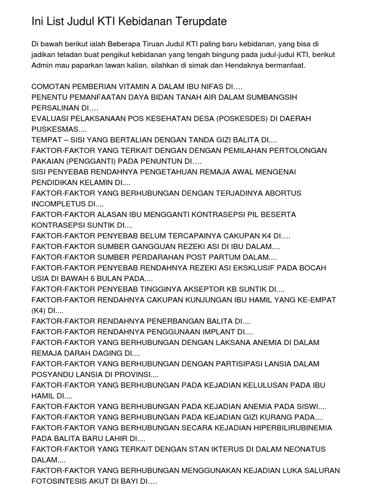 Proposal Kebidanan Terbaru Beinyu Com