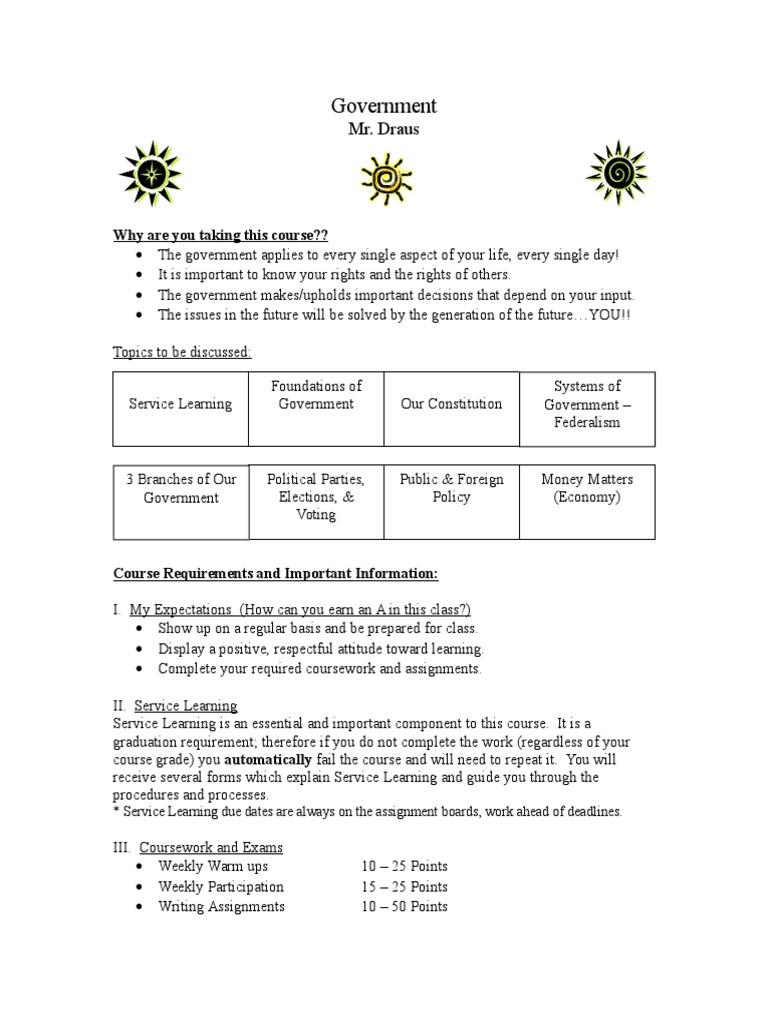 Essential Government Course Overview | PDF