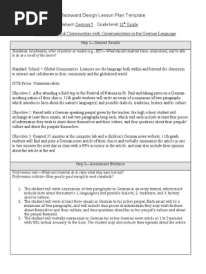 backward design lesson plan