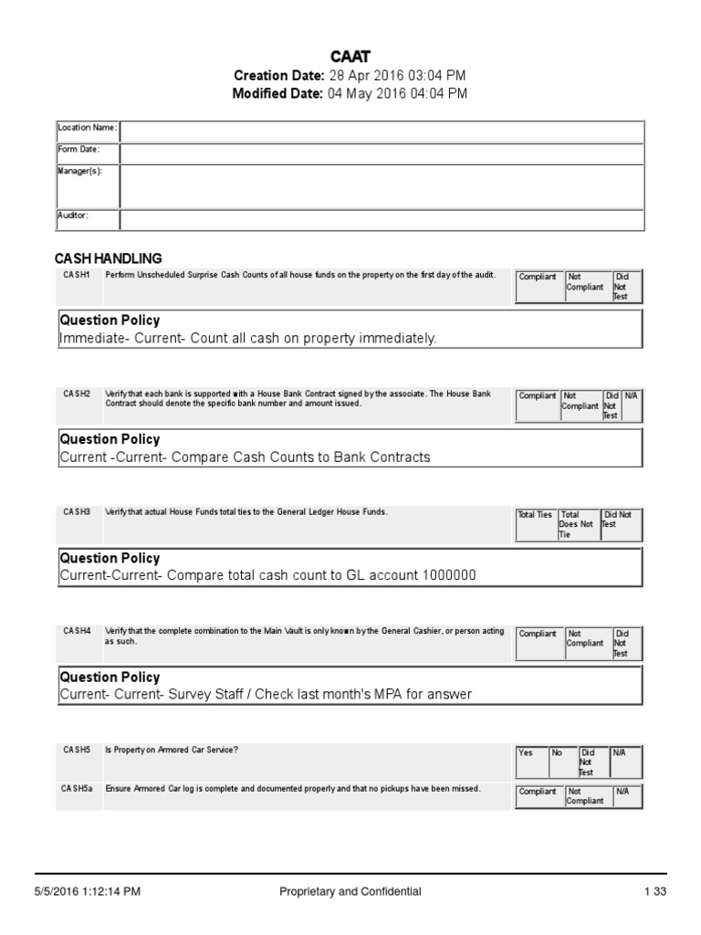 Petty Cash Handling Compliance Audit | PDF