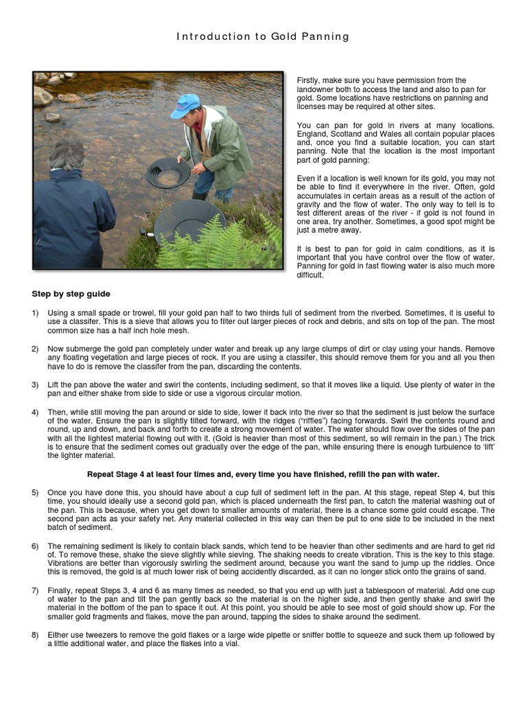 Introduction To Gold Panning Step by Step Guide PDF Sediment Nature