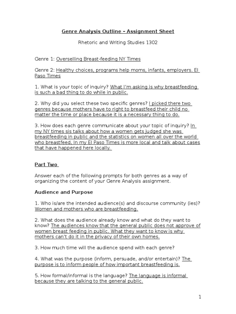 Genre analysis essay outline image