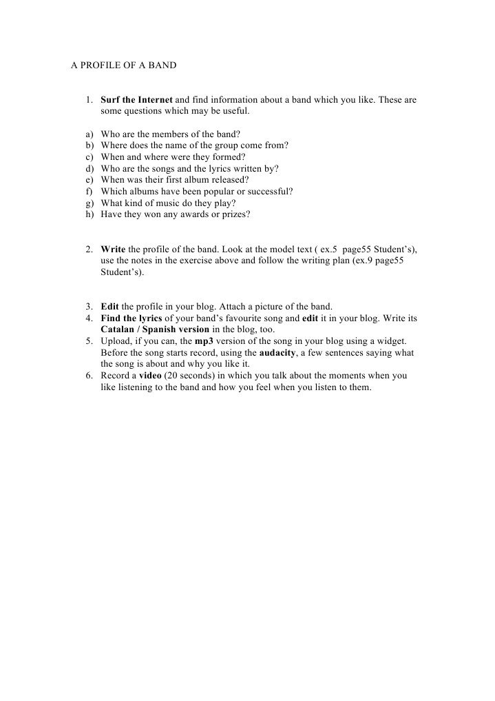 Band Profile Creation Guide | PDF