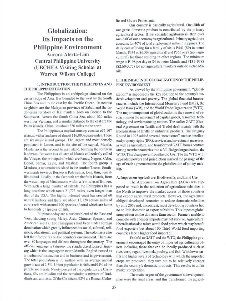Globalization's Environmental Impact in the Philippines | PDF | World ...