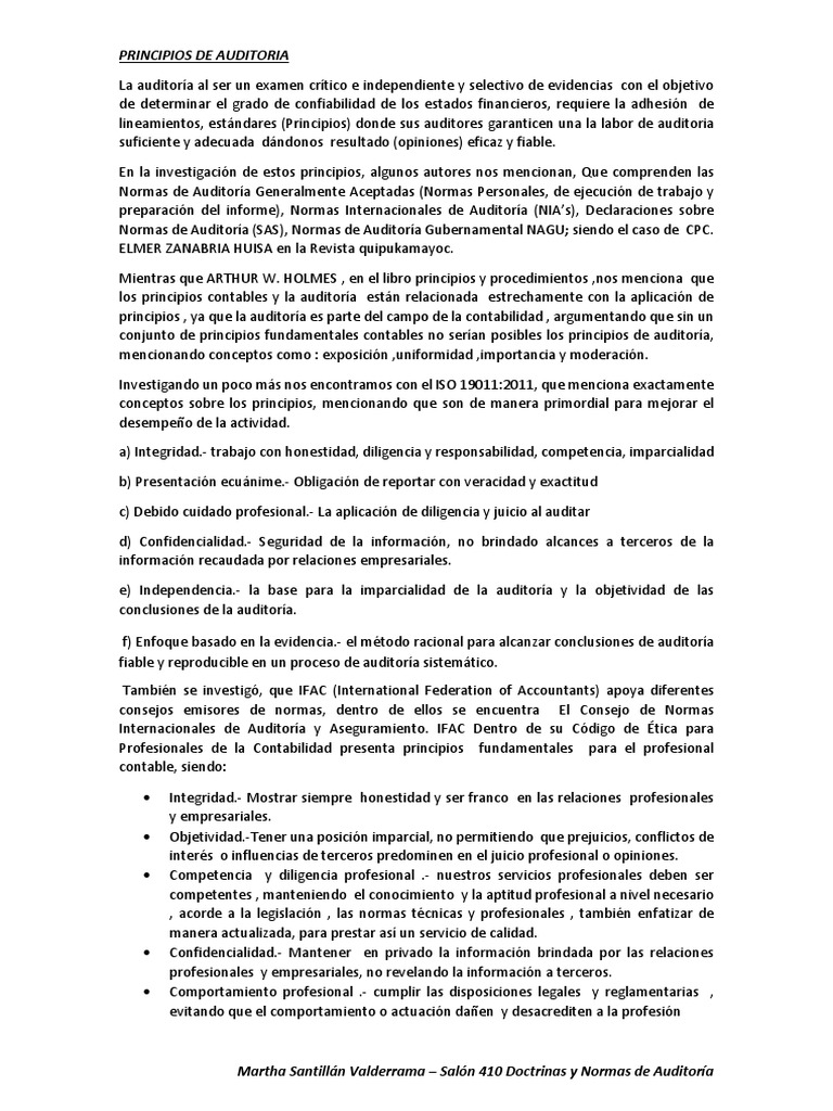 Principios Clave de Auditoría y Normas | PDF | Auditoría financiera ...