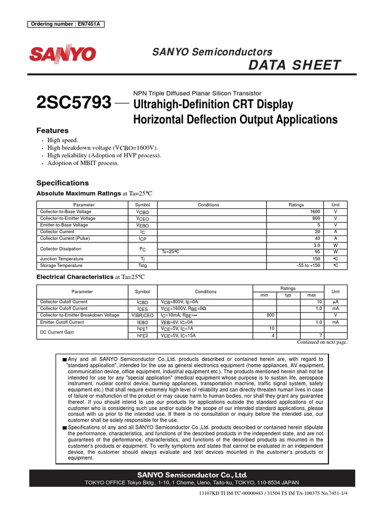 2SC5793 TT2206 | PDF | Electrical Components | Manufactured Goods