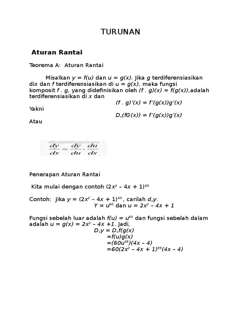 Aturan Rantai Turunan