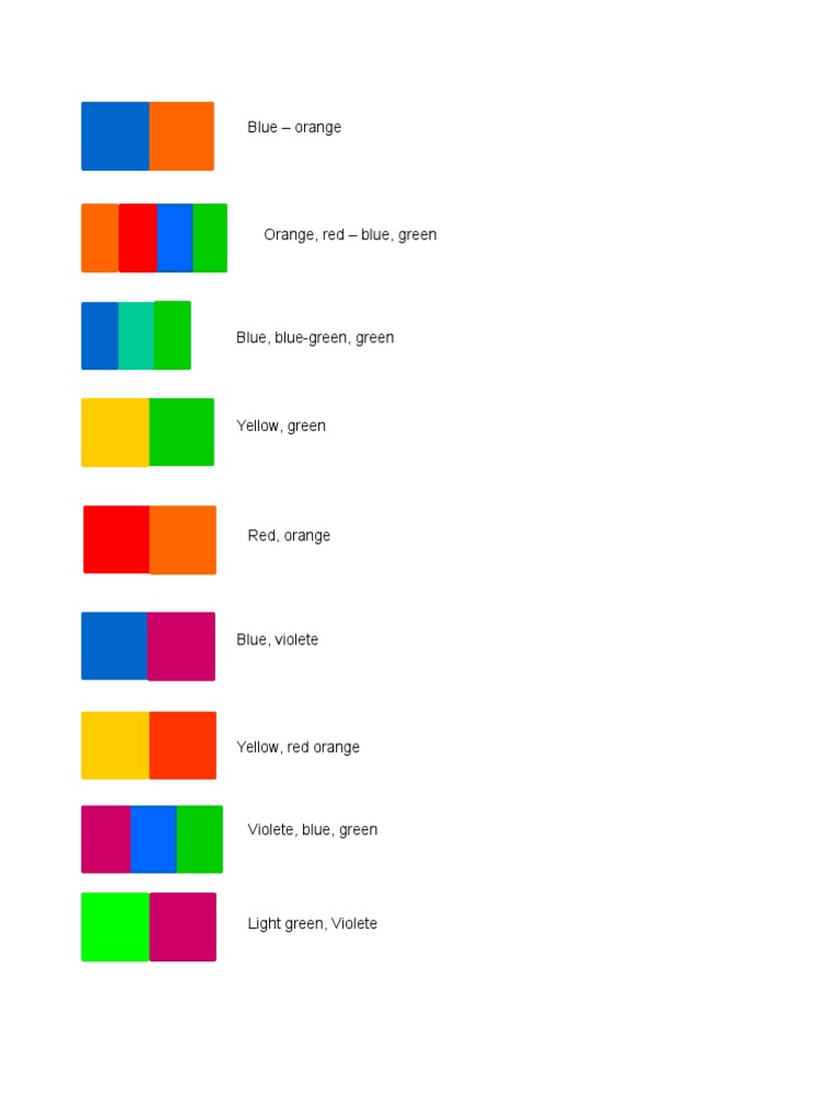Color Combinations and Variations List | PDF