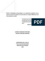 Aprendizaje y Redimiento Academico Univ Lasalle PDF