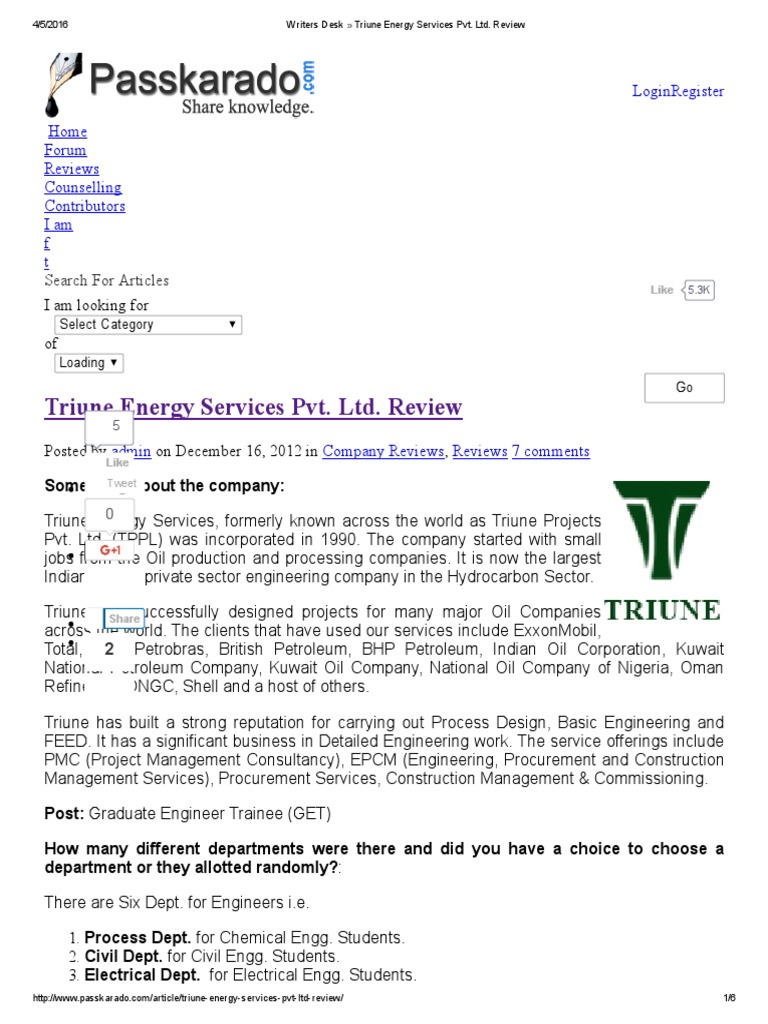 Triune Energy Services Pvt. Ltd. Review | PDF | Petroleum | Mechanical ...