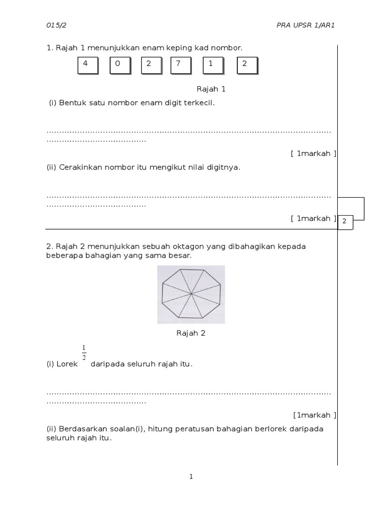Kertas Soalan Matematik AR1(K2)