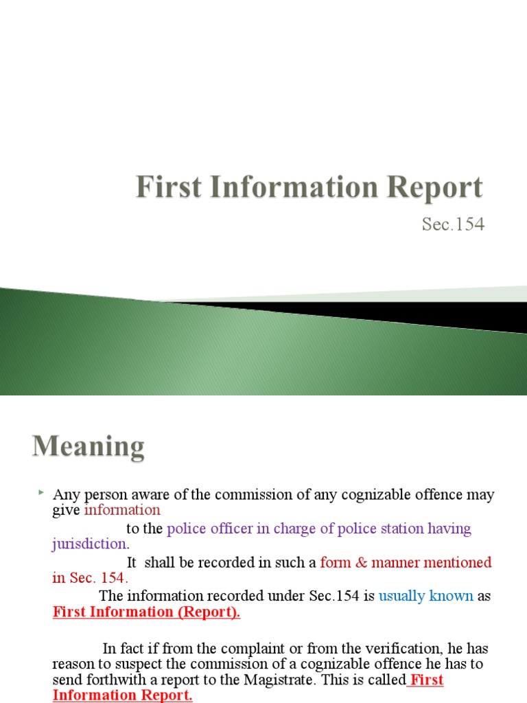 Understanding First Information Reports | PDF | Cross Examination ...
