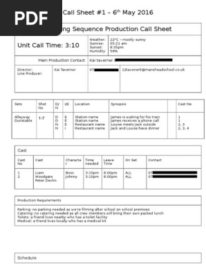 Call Sheet 