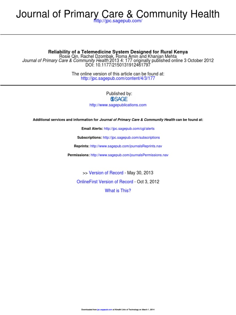 Telemedicine in Rural Kenya | PDF | Telemedicine | Nursing