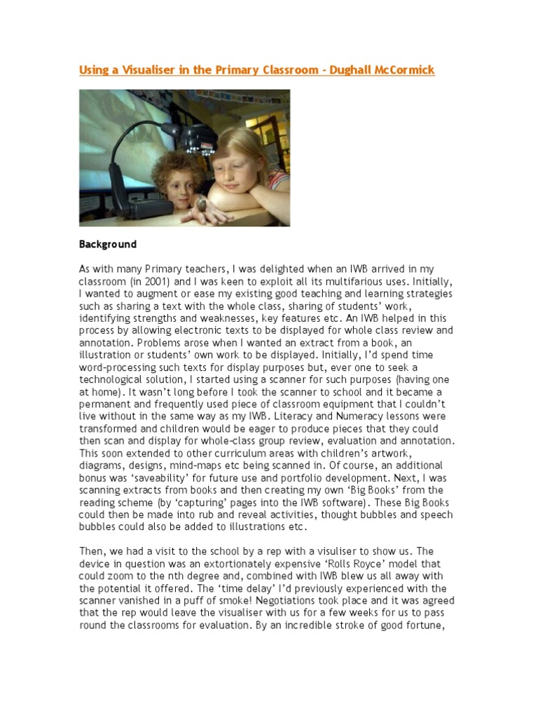 Using Visualisers in Primary Classrooms | PDF | Image Scanner ...