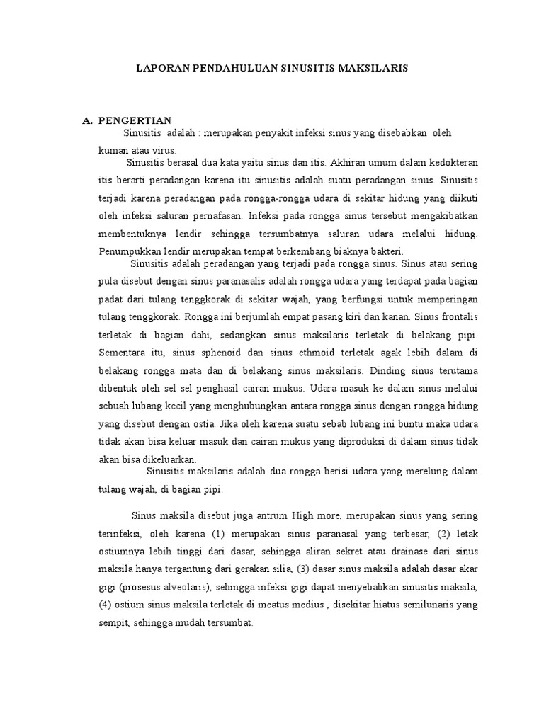 Lp Sinusitis Docx Laporan Pendahuluan Sinusitis Disusun