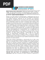 informe de lectura sobre: “Pineau, P. (1998). ¿Por qué triunfó la escuela? o la modernidad dijo: “Esto es educación”, y la escuela respondió: “Yo me ocupo”. En VV.AA. Modernidad y Educación. s/e, pp. 306-331. 