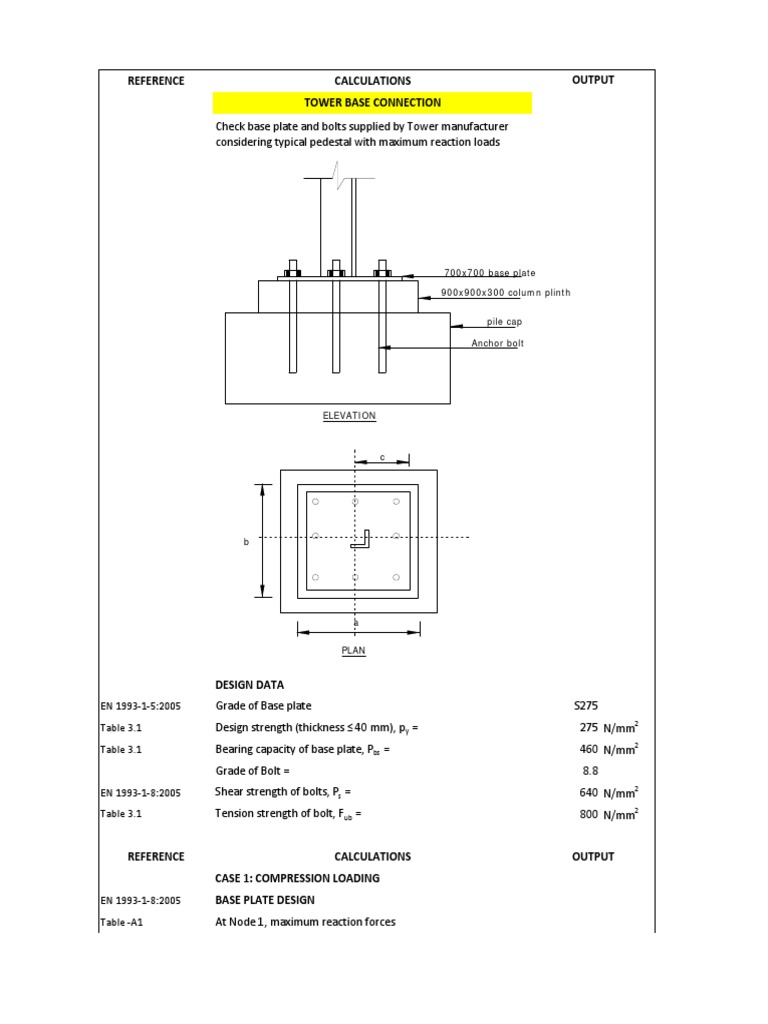 Bolts & Base Plate Design To Eurocode | PDF