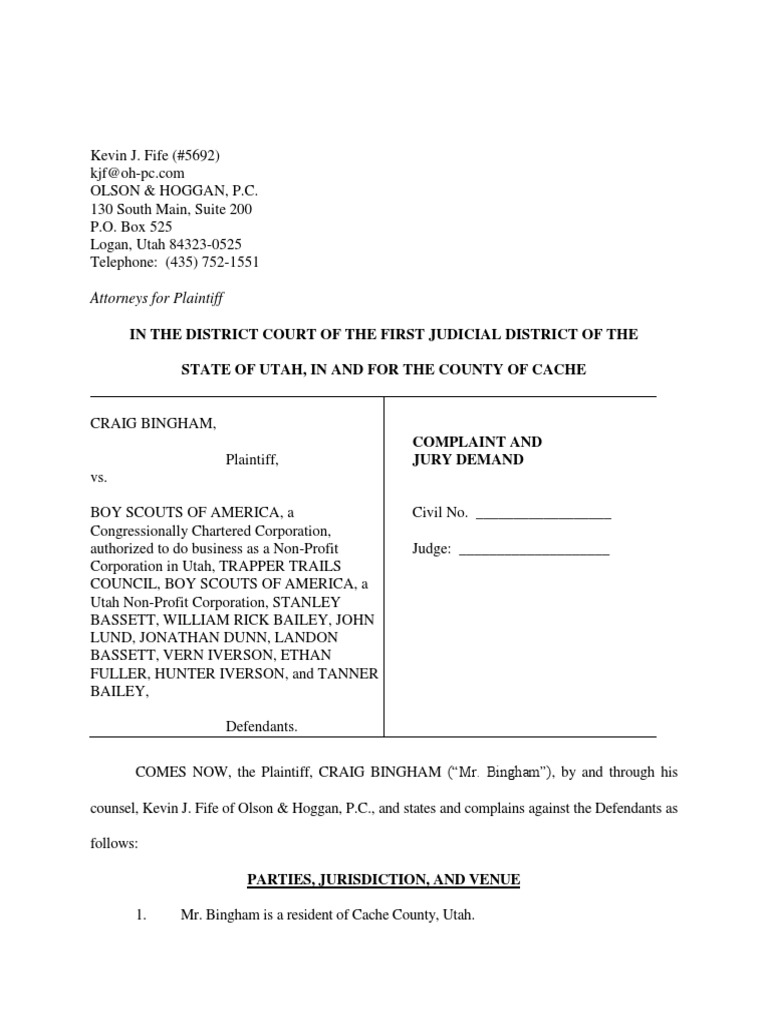 Lawsuit Against Boy Scouts of America PDF Joint And Several