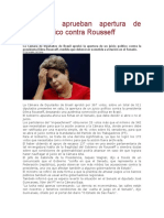 Diputados Aprueban Apertura de Juicio Político Contra Rousseff