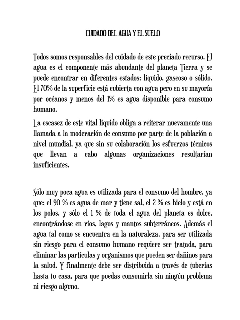 Cuidado Del Agua y El Suelo PDF | PDF | Suelo | Riego