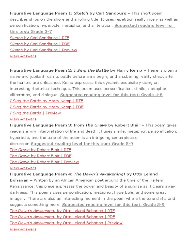 Figurative Language Poem 1 Poetry Metaphor