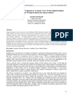 An Analysis of The Development of Academic Voice' in The English-Medium Academic Writing Produced by Omani Authors