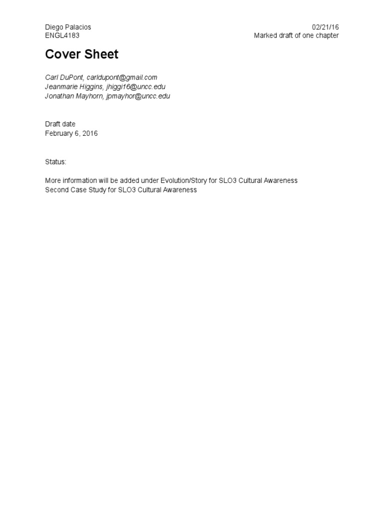 Engl4183 Marked Draft of One Chapter Diego Palacios | PDF | Inquiry ...
