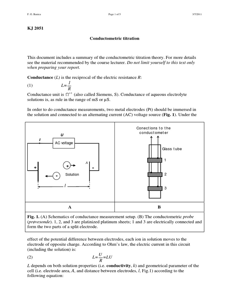 Conductometry PDF PDF Titration Chemistry