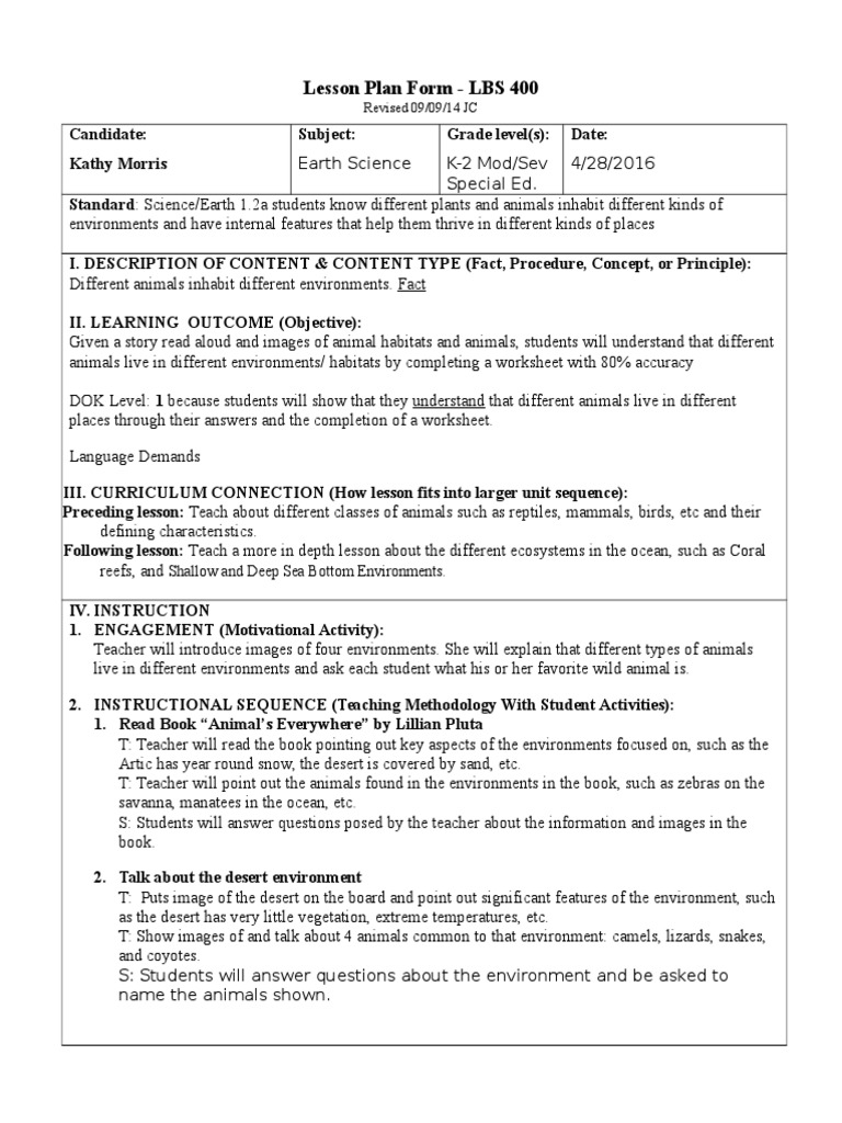 lesson plan draft Educational Assessment Lesson Plan